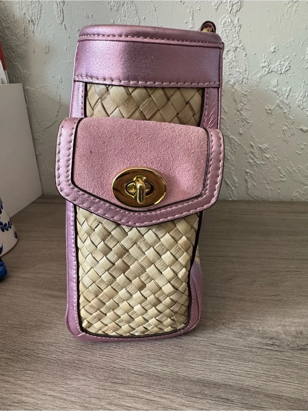 Coach Vintage 2004 Pink Straw Tote Bag - Style 4419